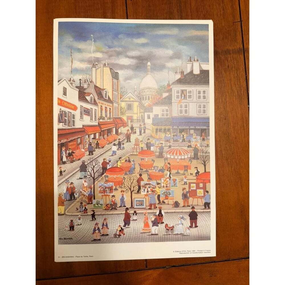 Vintage 1984 Bin Kashiwa Paris Place du Tertre Art Print Editions EPHI France